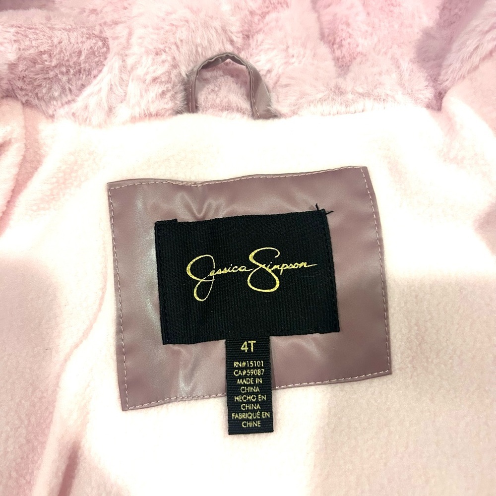 NWT Jessica Simpson Girls Mauve Puffer Jacket Coat w/ Coin Purse Belt Sz. 4T New - Picture 6 of 10